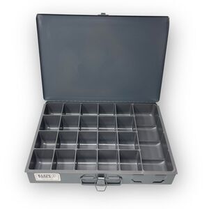 Klein Tools 54440 Mid Size 21 Compartment Storage Box Gray Grey Metal USA Made